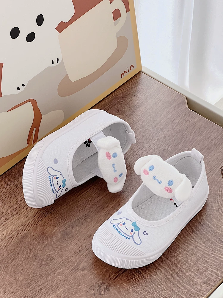 Giày đi trong nhà mẫu giáo, giày trắng đế mềm cho trẻ em, giày thể thao, giày vải thoáng khí cho bé gái, giày trẻ em, giày vải trắng cho bé