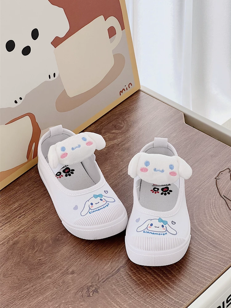 Giày đi trong nhà mẫu giáo, giày trắng đế mềm cho trẻ em, giày thể thao, giày vải thoáng khí cho bé gái, giày trẻ em, giày vải trắng cho bé