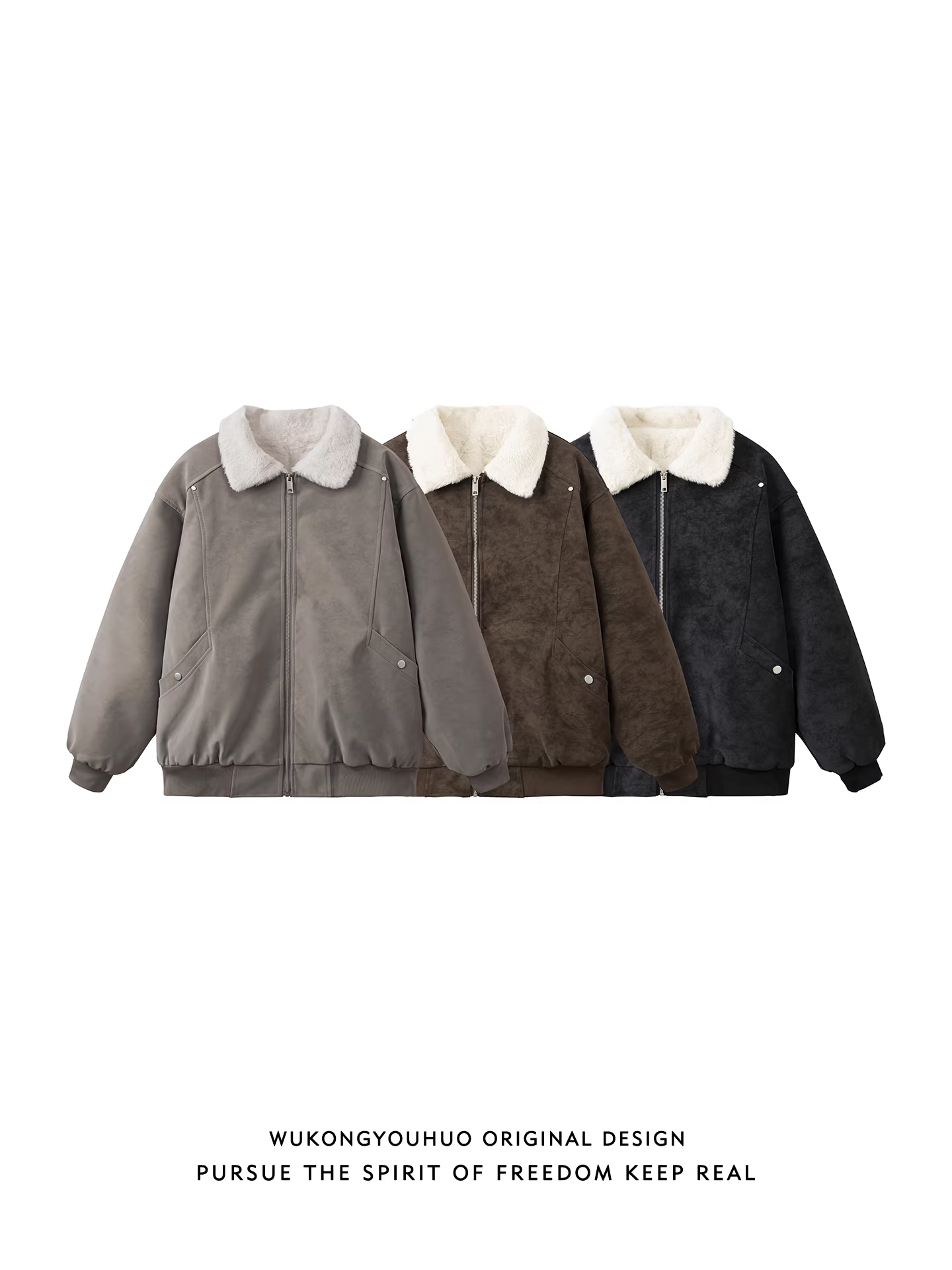 Áo khoác nam phong cách Mỹ cổ điển, chất liệu da PU phối lông, kiểu dáng nhà kho, có sẵn, thương hiệu thời thượng mùa đông, áo khoác cotton dày giữ ấm dành cho cặp đôi.