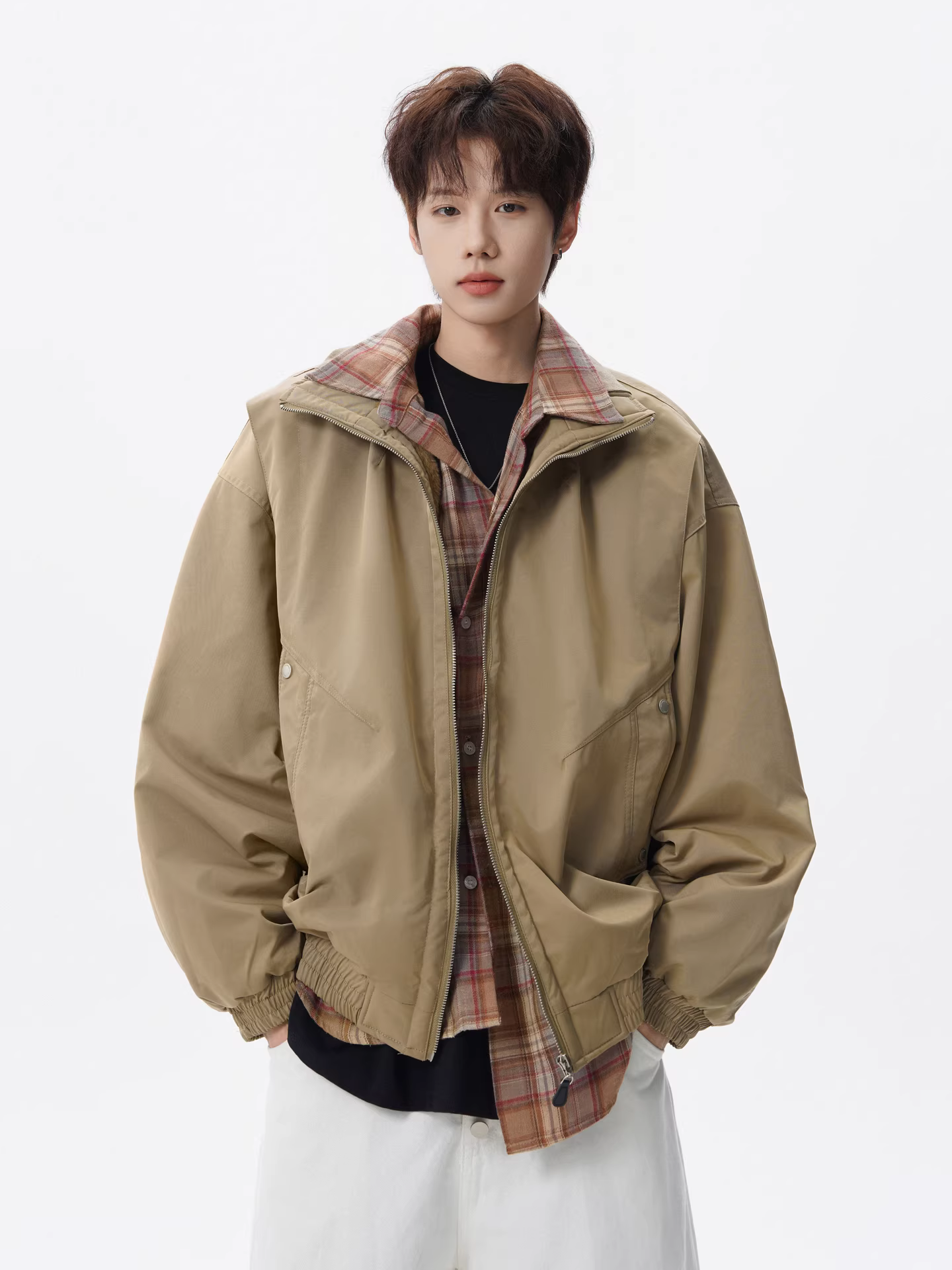 Wukong có sẵn áo khoác cotton cổ đứng kiểu Mỹ cổ điển mùa đông dành cho nam, thương hiệu thời thượng, dáng rộng, áo khoác cotton ấm áp dành cho cặp đôi.