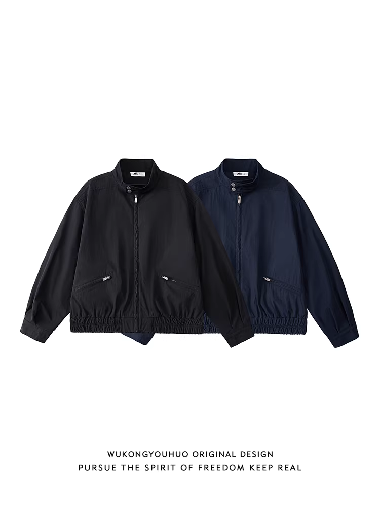 Wukong có sẵn áo khoác Harrington cổ đứng kiểu Mỹ cổ điển dành cho nam, kiểu dáng cổ điển, áo khoác ngắn đa năng, phong cách thường ngày.