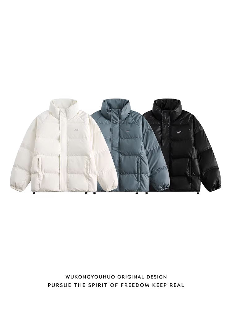 Wukong có sẵn áo khoác phao nam cổ đứng in họa tiết đơn giản mùa đông, chất liệu 90% lông vũ, thương hiệu thời thượng, dáng rộng, dày dặn, ấm áp.