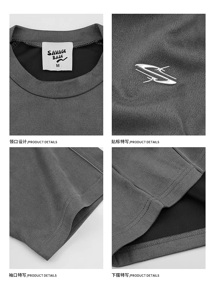 Wukong có sẵn áo thun ngắn tay bằng da lộn có dải phản quang kiểu Mỹ dành cho nam, thương hiệu thời thượng, phong cách đường phố, tay áo rộng năm phần tư.