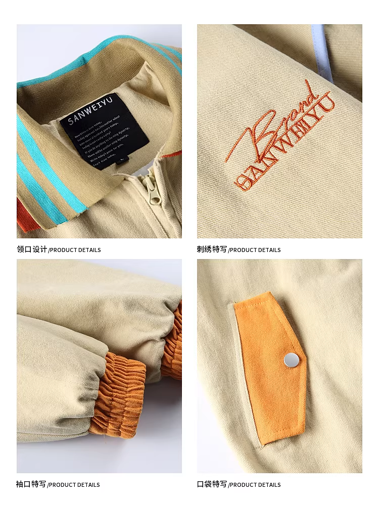 Wukong có sẵn áo khoác phối màu thời thượng thêu họa tiết cổ điển dành cho nam và nữ, áo khoác dáng rộng phong cách vintage dành cho các cặp đôi.