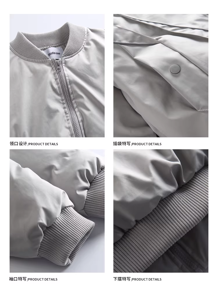 Áo khoác phi công cotton màu trơn phong cách retro Mỹ mùa đông của Wukong dành cho nam, thương hiệu thời thượng, dáng rộng, dày dặn và ấm áp.