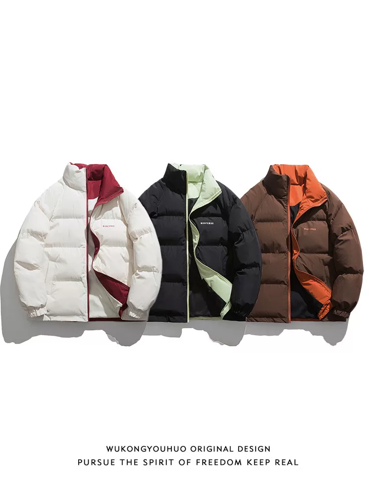 Ngộ Không có áo khoác cotton dày mùa đông mới dành cho nam, áo khoác phao đa năng ấm áp đơn giản, hợp thời trang dành cho cặp đôi.