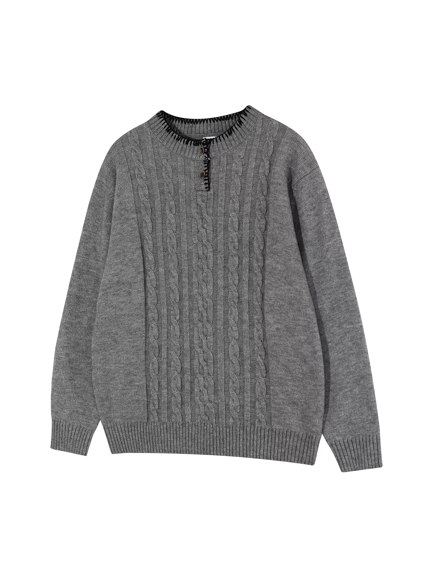 Wukong có sẵn áo len cổ Henry dệt kim cổ điển mùa thu đông dành cho nam, thiết kế độc đáo, đồ dệt kim may tay phong cách cổ điển.