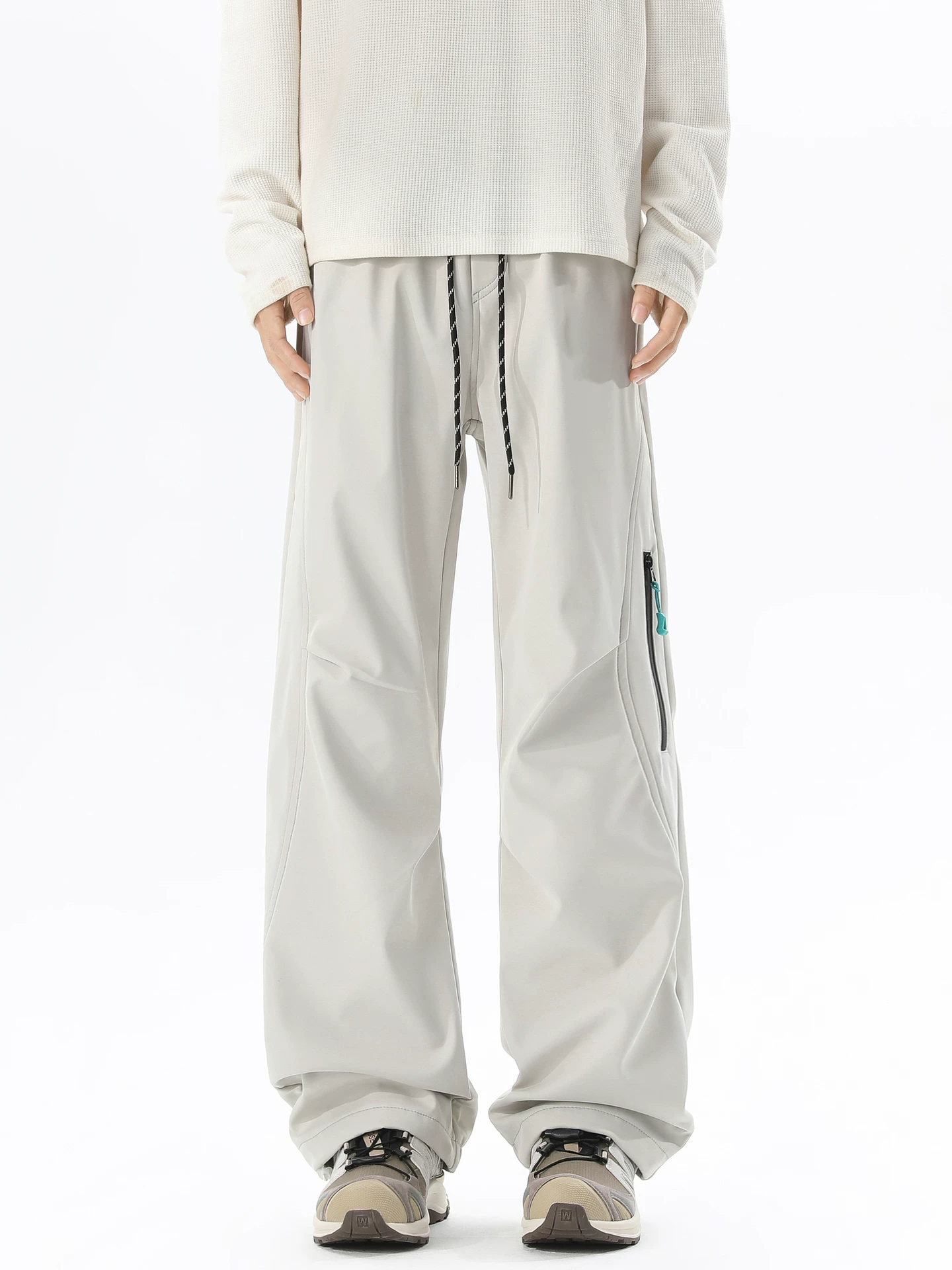 Wukong có sẵn quần cargo nam chất liệu nỉ phối vải kiểu retro Mỹ, thiết kế phá cách, thương hiệu thời thượng, dáng rộng, đa năng, quần dài mặc thường ngày.