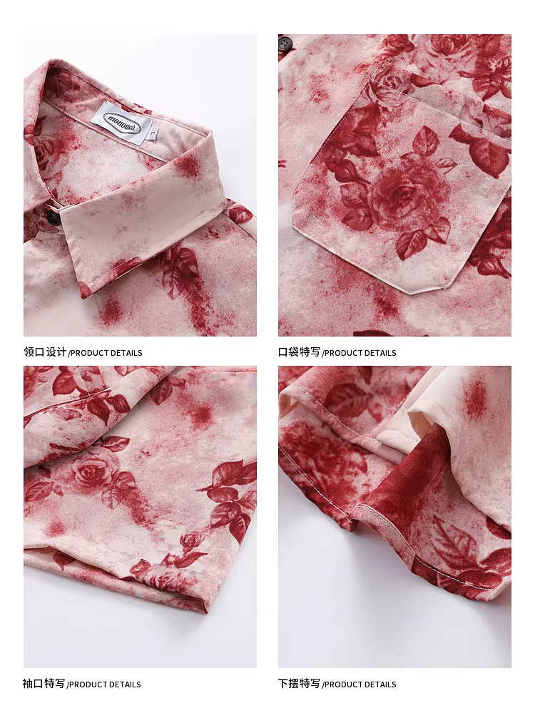 Wukong có sẵn áo sơ mi hoa in họa tiết mùa hè, chất liệu mỏng, tay ngắn dành cho nam, kiểu dáng retro rộng rãi, áo sơ mi drapey thường ngày dành cho cặp đôi.