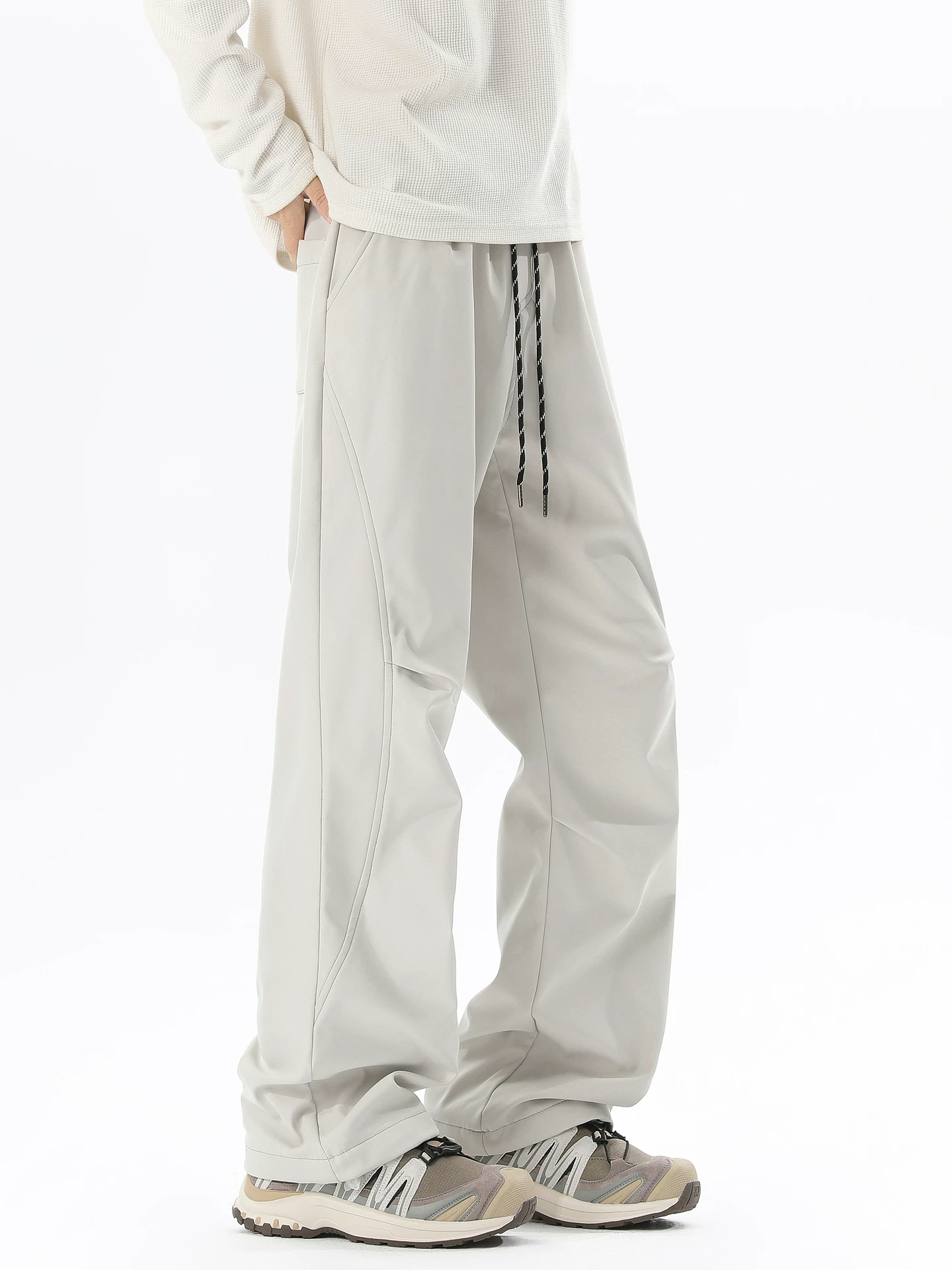 Wukong có sẵn quần cargo nam chất liệu nỉ phối vải kiểu retro Mỹ, thiết kế phá cách, thương hiệu thời thượng, dáng rộng, đa năng, quần dài mặc thường ngày.