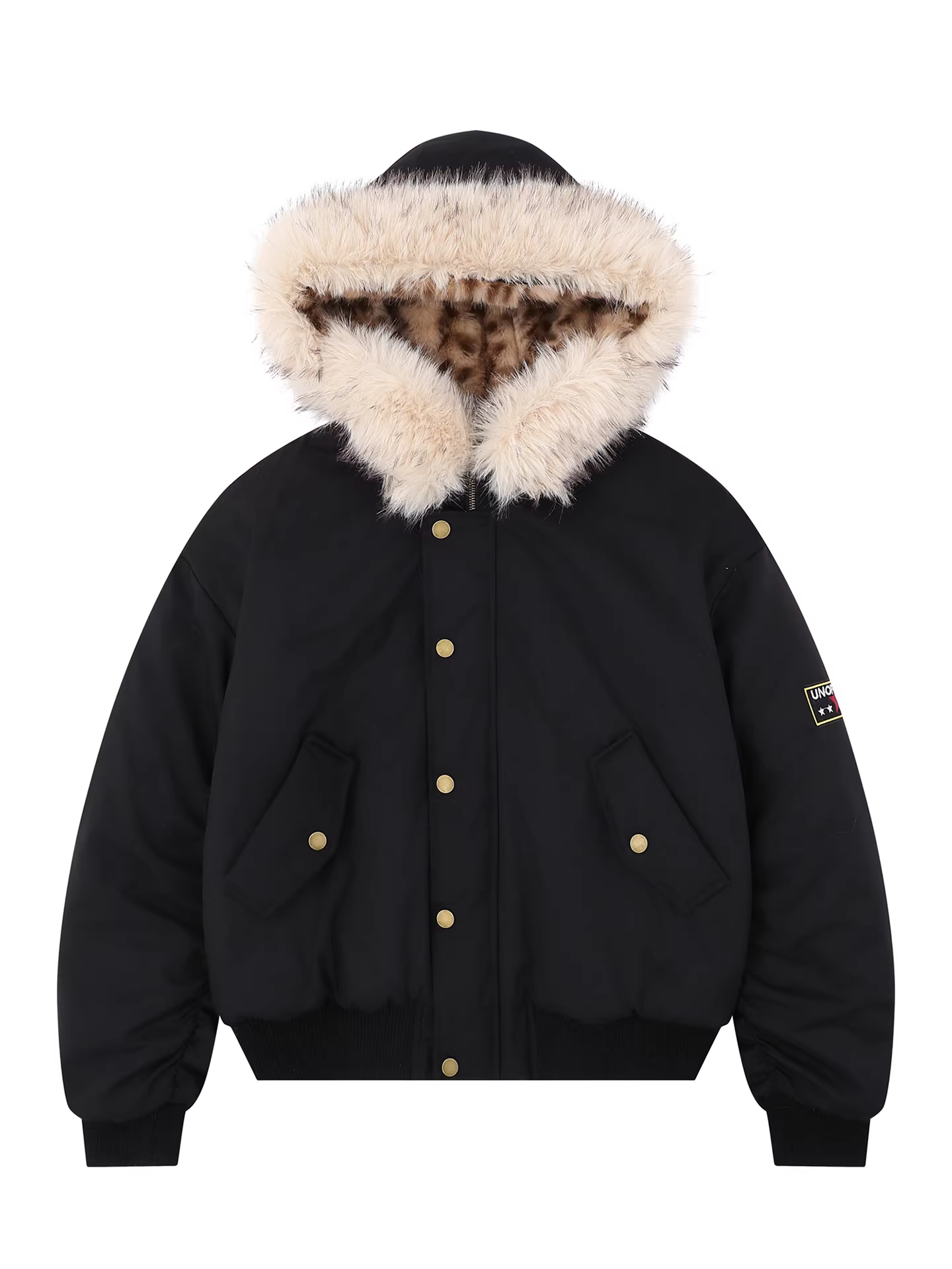 Wukong có sẵn áo khoác cotton dày có mũ trùm đầu và cổ lông mùa đông Zhaoshan Diao dành cho nam, áo khoác parka ngắn kiểu phi công thời trang.