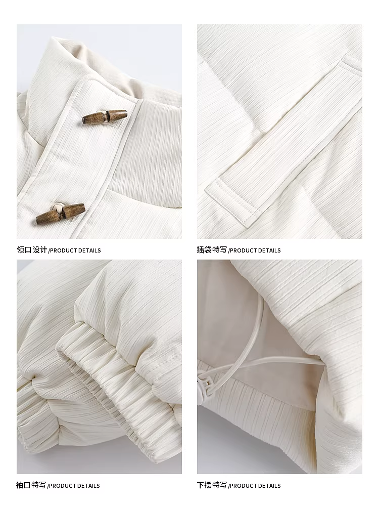 Áo khoác phao cổ đứng màu trơn, kiểu dáng cổ điển, có khuy cài, dành cho nam và nữ, thương hiệu thời trang, dáng rộng, ấm áp, có sẵn trong kho.