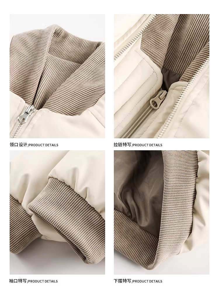 Wukong có sẵn áo khoác cotton cổ đứng dày dặn phong cách retro Mỹ mùa đông dành cho nam, thương hiệu thời thượng, dáng rộng, ấm áp và đa năng.