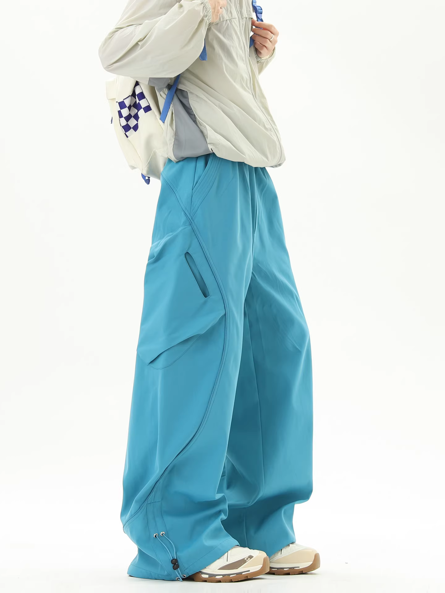 Wukong có sẵn quần cargo kiểu Mỹ có túi lớn, quần công sở ống thẳng dành cho nam, quần thể thao ngoài trời đa năng ống rộng kiểu leo núi.