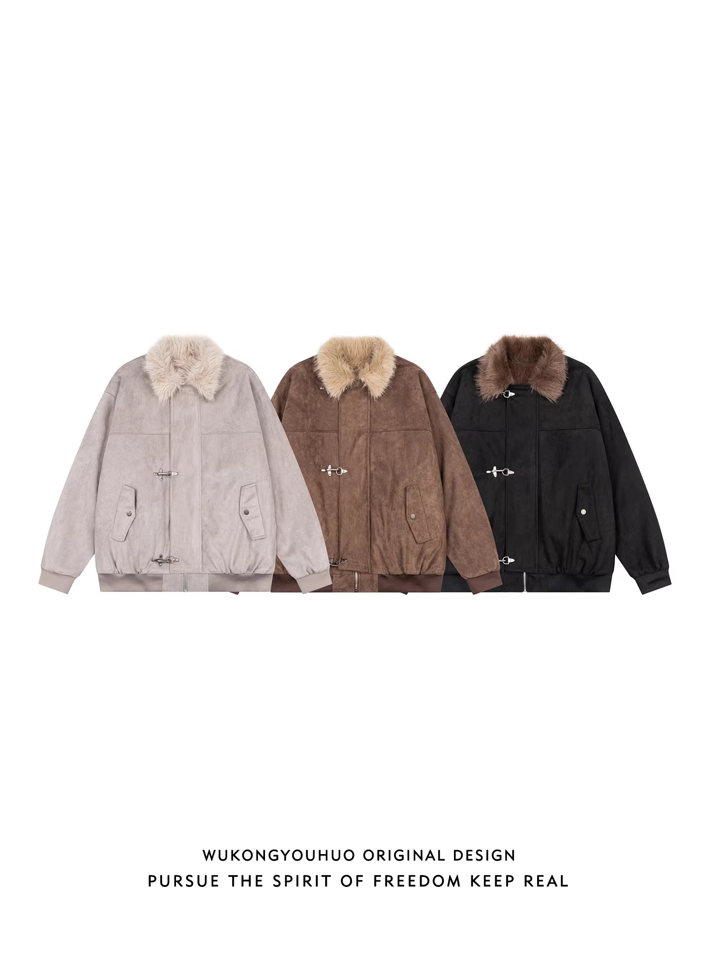 Wukong có sẵn áo khoác cotton kiểu Mỹ thời thượng, chất liệu da lộn, cổ trụ dành cho nam, áo khoác cotton mùa đông cổ điển, ấm áp và đa năng.