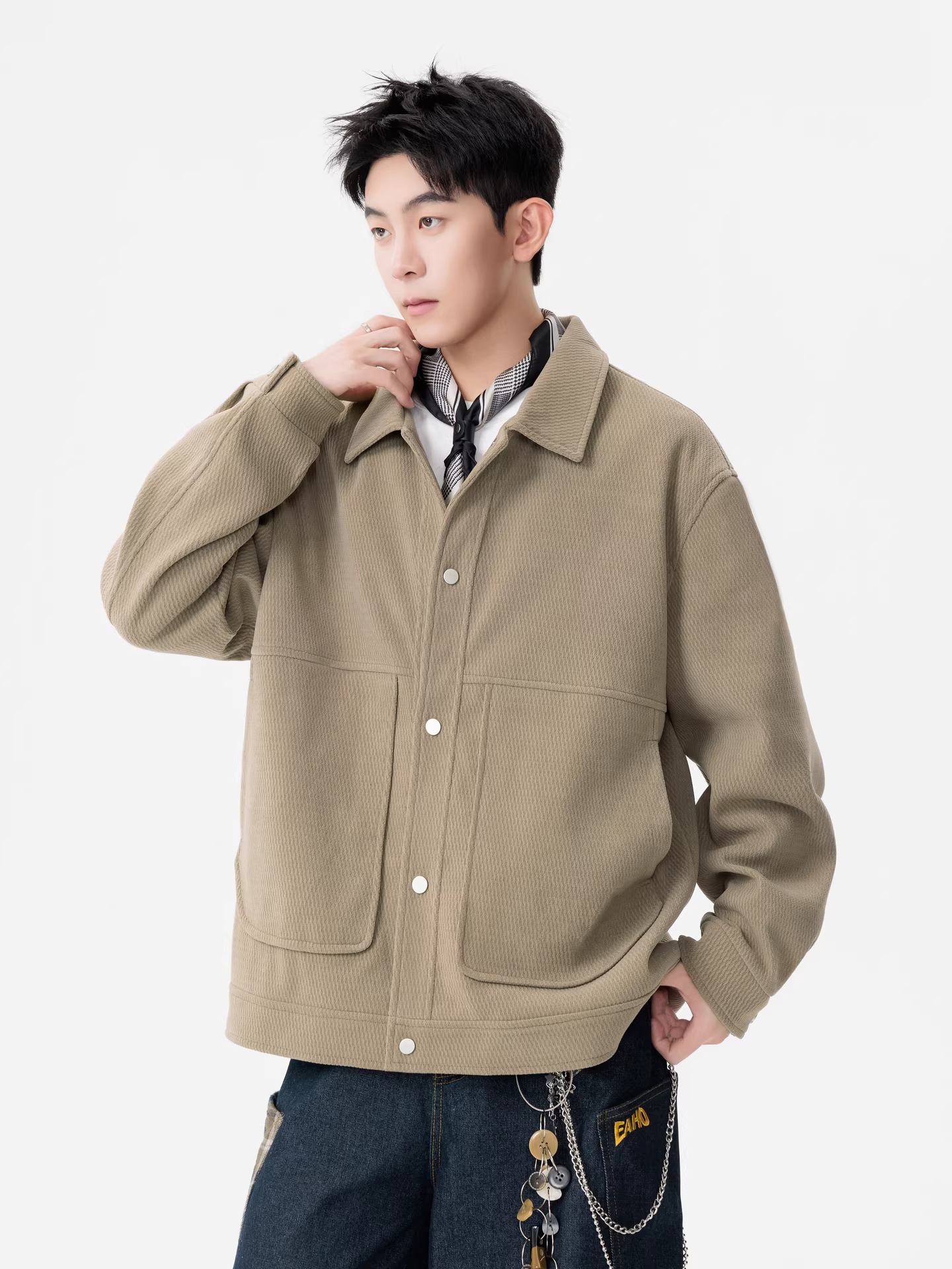 Ngộ Không có sẵn áo khoác nam cổ điển cao cấp, màu trơn, kiểu dáng thời thượng mùa thu, dáng rộng, đa năng, phong cách cổ điển sang trọng.