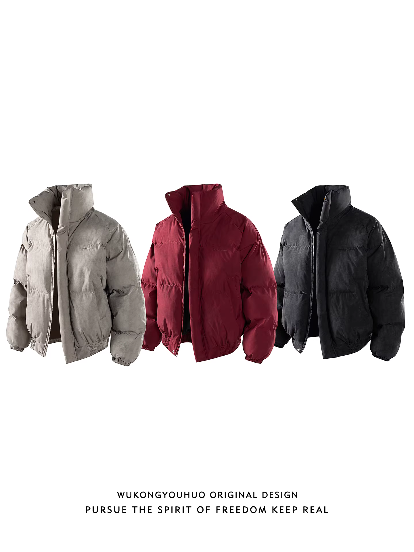 Wukong có sẵn áo khoác phao cổ đứng dày dặn kiểu Mỹ cổ điển thời thượng dành cho nam, áo khoác cotton ấm áp rộng rãi dành cho cặp đôi mùa đông.