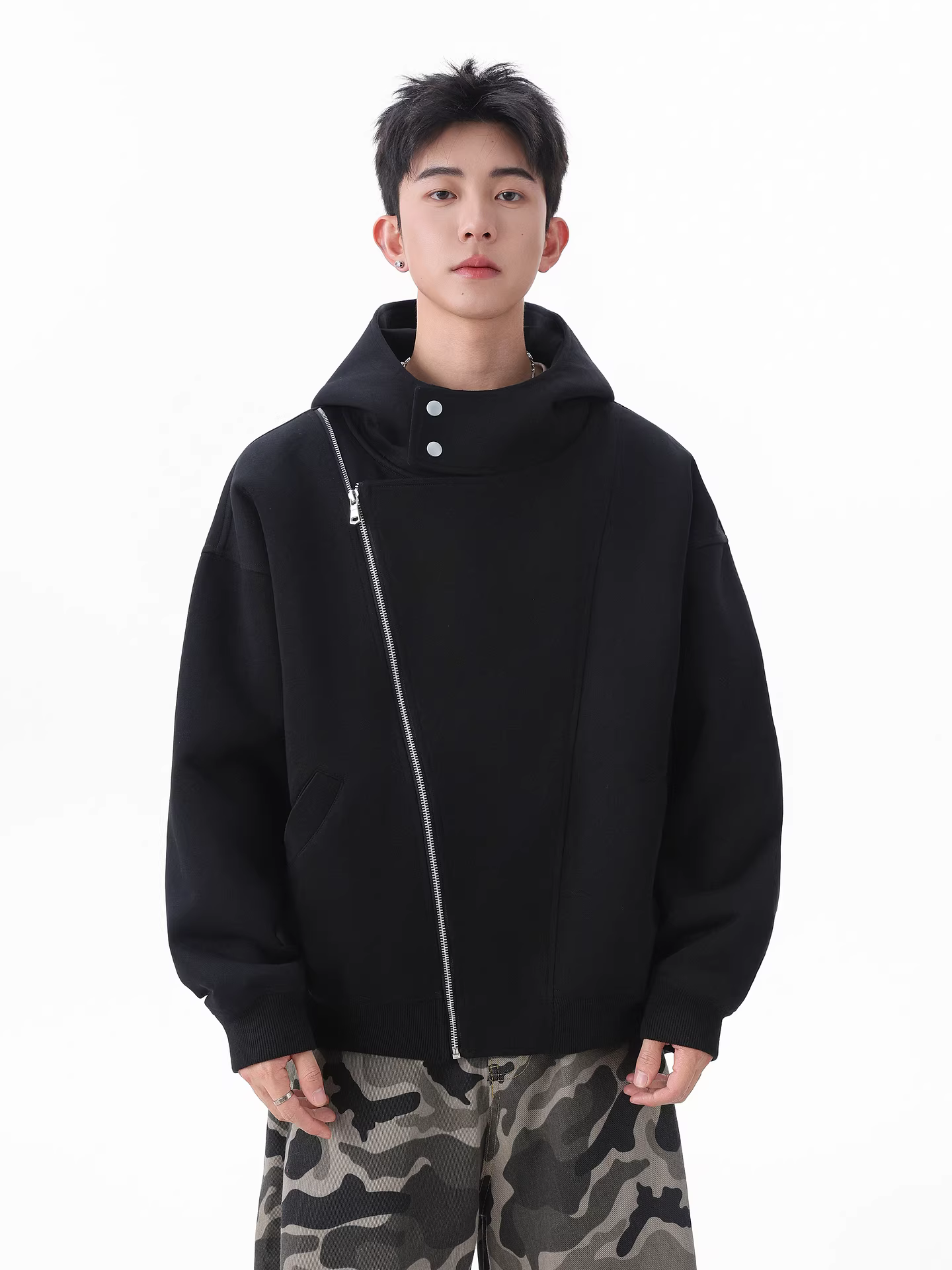 Wukong có sẵn áo khoác hoodie cardigan hai khóa kéo mùa thu cổ điển dành cho nam và nữ, kiểu dáng thời trang đường phố, áo khoác lớp ngoài rộng rãi.