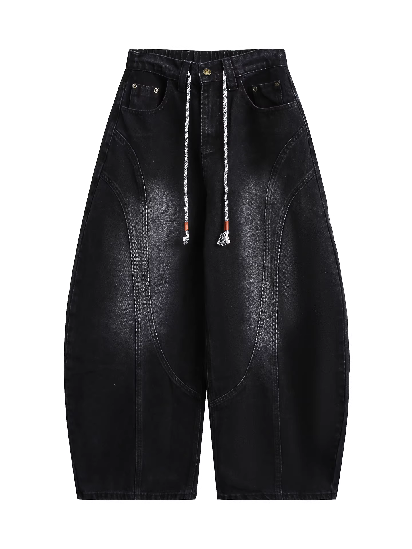 Wukong có sẵn quần jean kiểu Mỹ cổ điển, phối màu theo phong cách patchwork, dành cho nam và nữ, dáng rộng, thời thượng, đa năng, dài chấm đất.