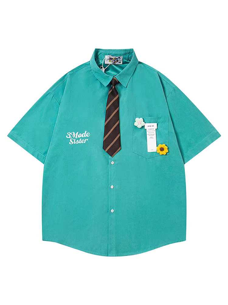 Wukong có sẵn áo sơ mi ngắn tay kiểu retro mùa hè phong cách sinh viên dành cho nam, áo sơ mi nửa tay kiểu dáng rộng rãi thời trang dành cho cặp đôi.