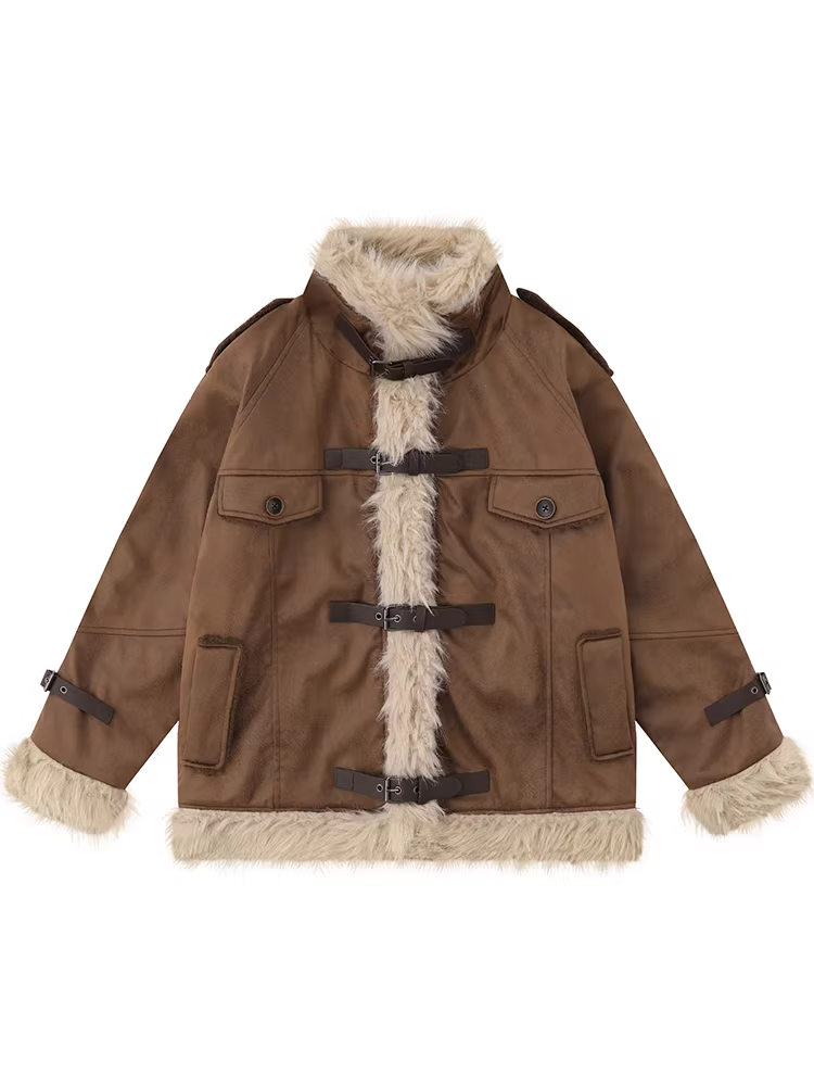 Wukong có sẵn áo khoác cotton cổ đứng kiểu retro bằng da lộn Melard dành cho nam và nữ, áo khoác đa năng ấm áp mùa đông của thương hiệu thời thượng dành cho cặp đôi.