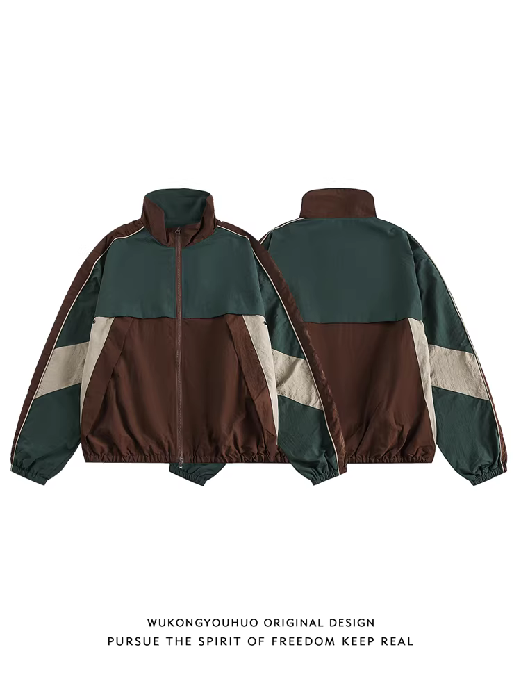 Wukong có sẵn áo khoác nam cổ đứng phong cách núi non thời thượng, phối màu, chống thấm nước, gió, bụi, kiểu dáng cổ điển đa năng, phong cách thường ngày.