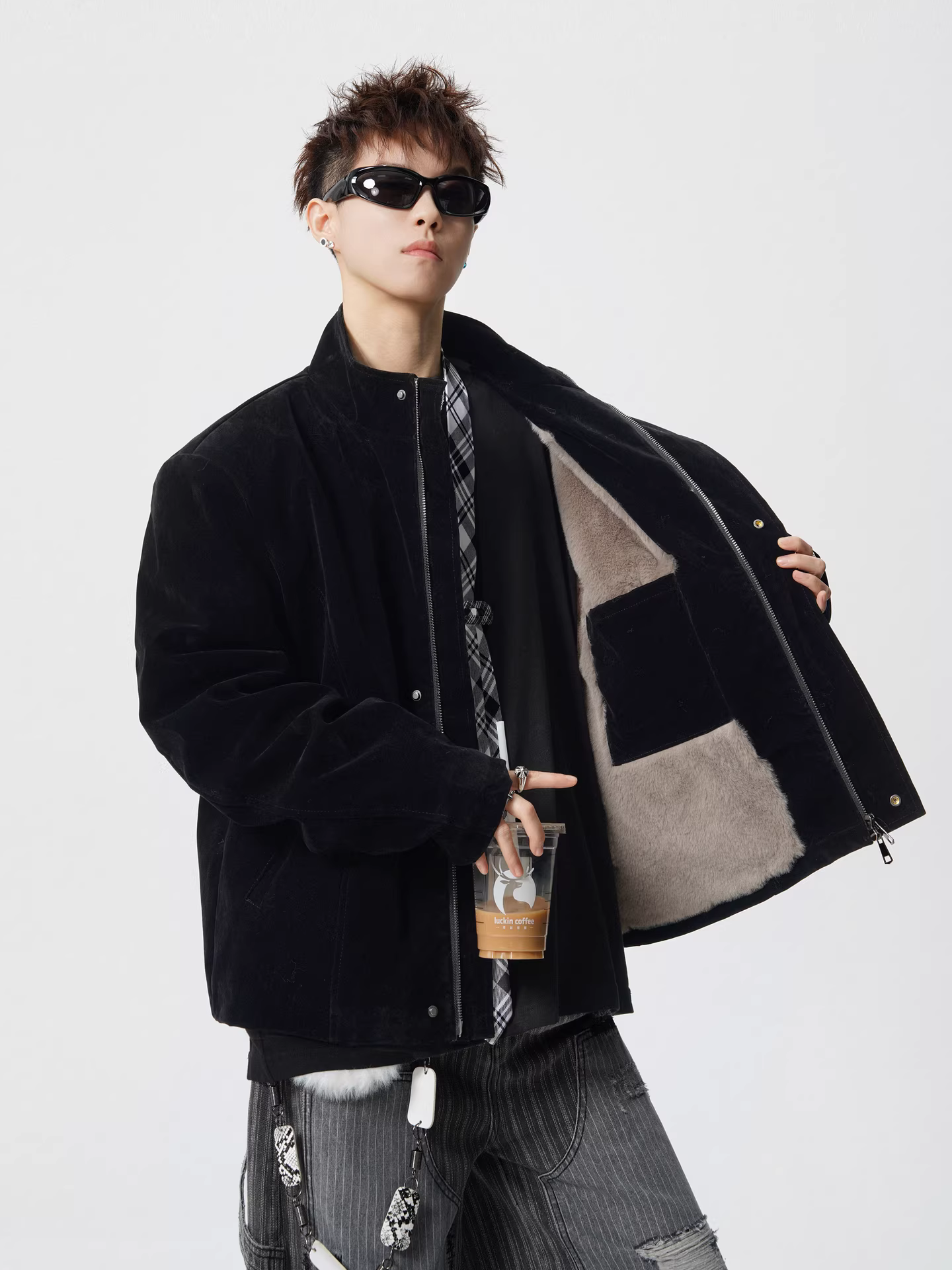 Wukong có sẵn áo khoác cotton dày lót lông thỏ giả kiểu cổ điển Mỹ dành cho nam, áo khoác cotton đa năng ấm áp mùa đông dành cho cặp đôi.