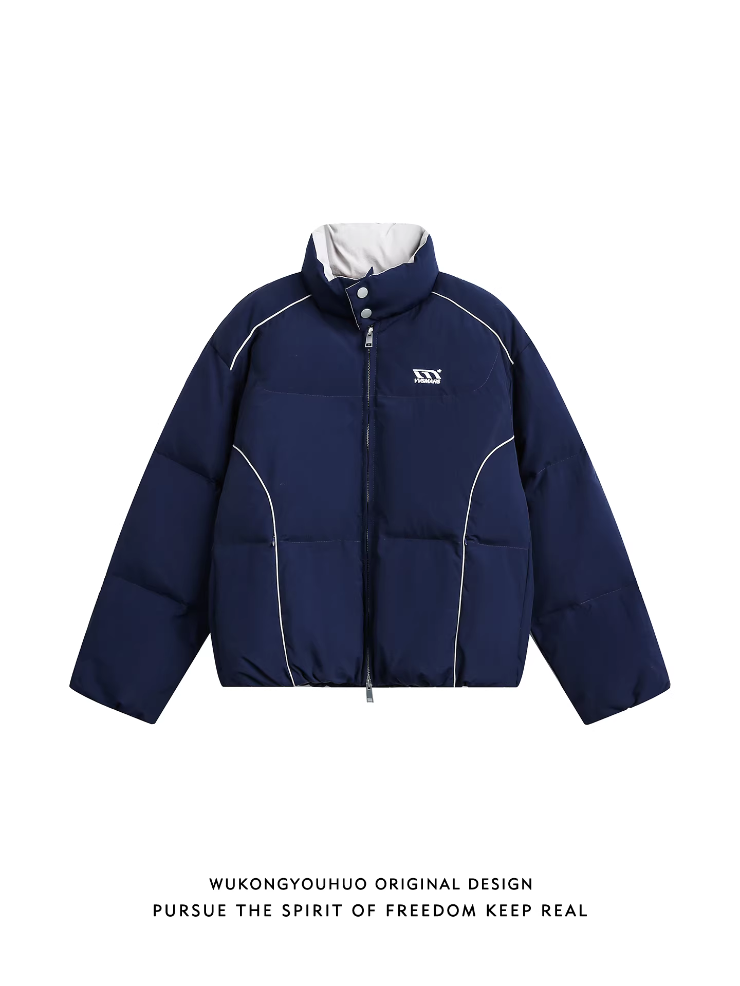 Wukong có sẵn áo khoác cotton dày cổ đứng thời trang mùa đông 2025 dành cho nam và nữ, kiểu dáng rộng rãi phong cách Mỹ, áo khoác cotton ấm áp dành cho cặp đôi.