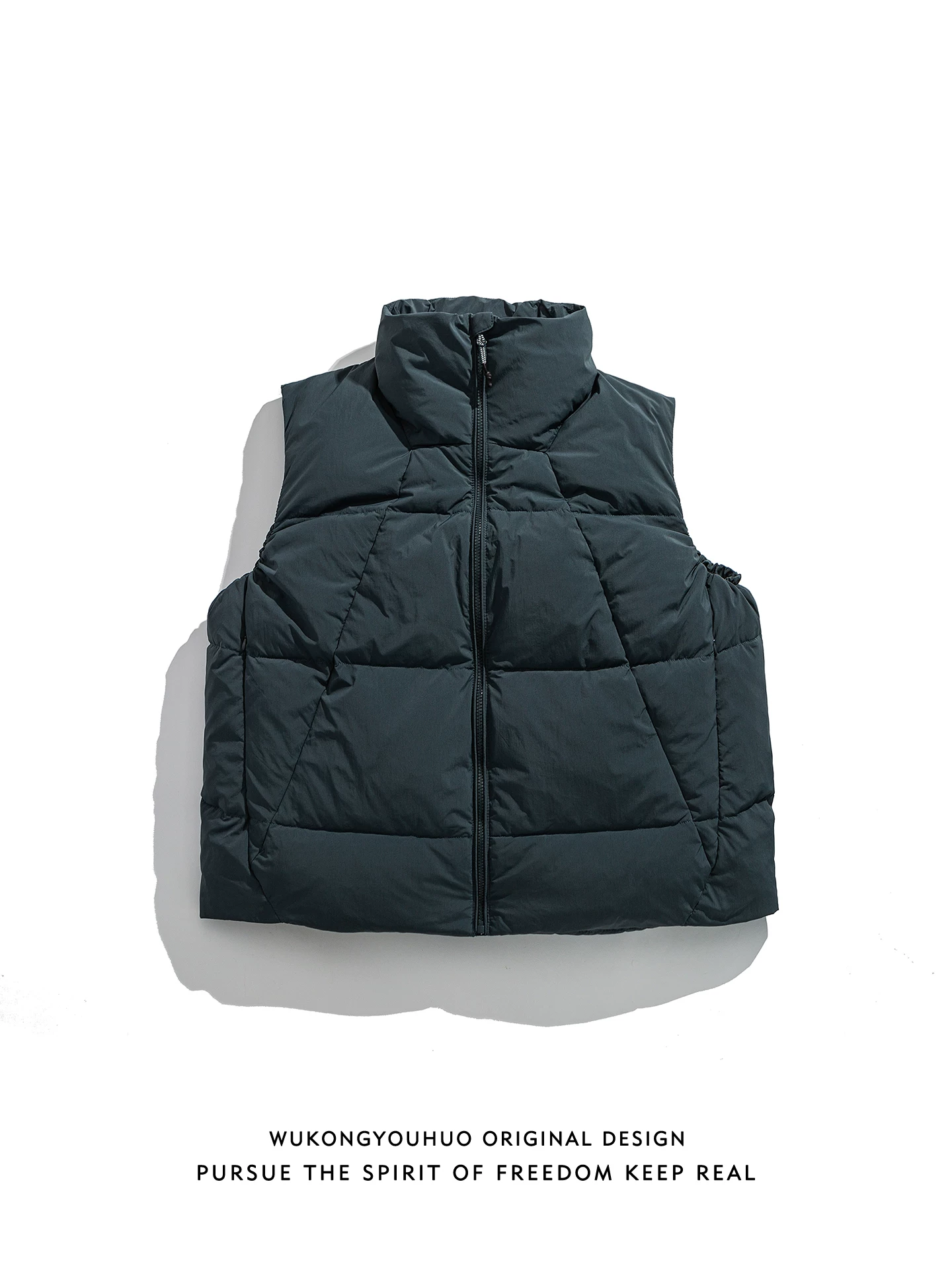 Áo khoác phao không tay cổ đứng mùa đông thời thượng thương hiệu Wukong dành cho nam, kiểu dáng retro dành cho cặp đôi, ấm áp và chống lạnh.