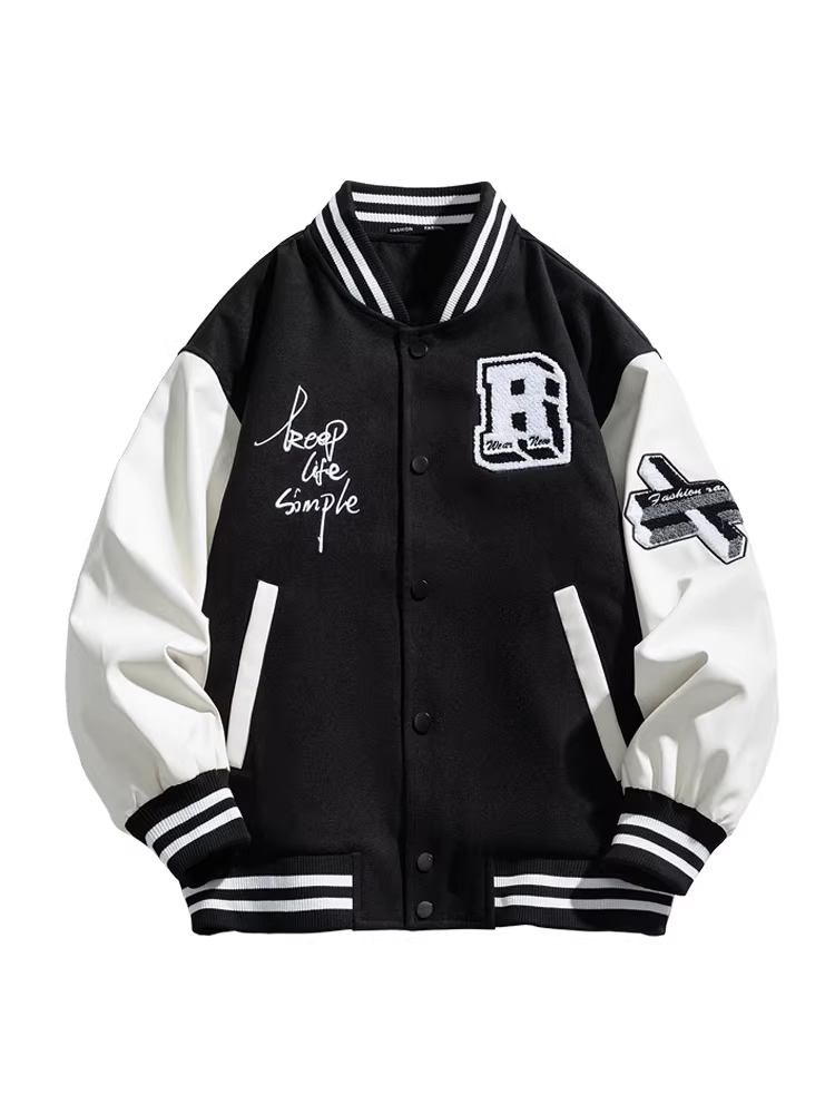 Wukong có sẵn áo khoác phao nam phong cách retro Mỹ, chất liệu nhung phối màu, dáng rộng, lông vũ trắng, giữ ấm mùa đông.