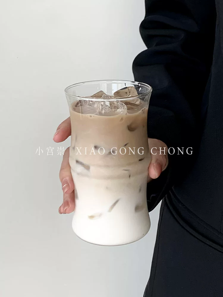 Ly thủy tinh tre borosilicat cao cấp, phong cách ins, chịu nhiệt cao, ly cà phê latte, ly sữa, ly nước ép, ly nước giải khát, ly nước