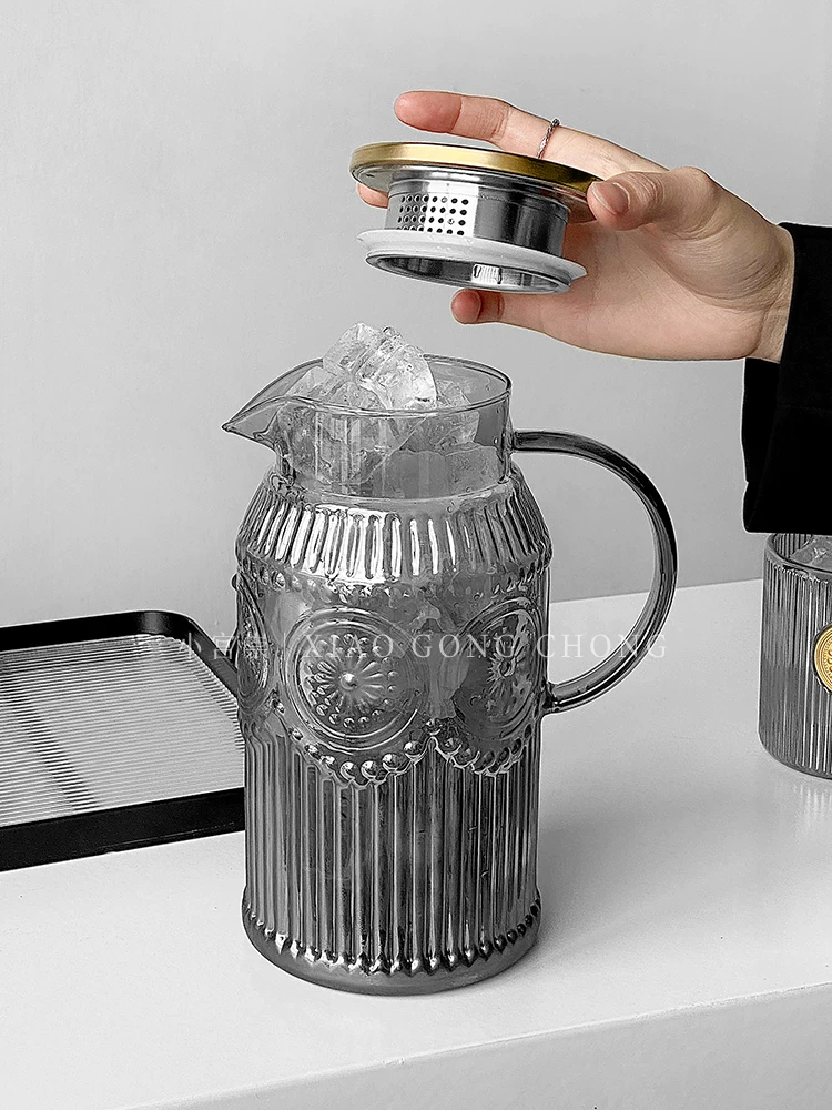 Bộ cốc nước sang trọng nhẹ nhàng, ấm đun nước cao cấp dùng trong gia đình, cốc thủy tinh, bộ đồ uống gia đình, cốc uống nước, tách trà