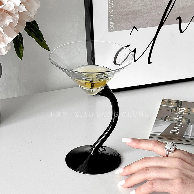 Ly rượu sâm banh, ly cocktail, ly martini cao cấp, thiết kế độc đáo, màu đen, sang trọng