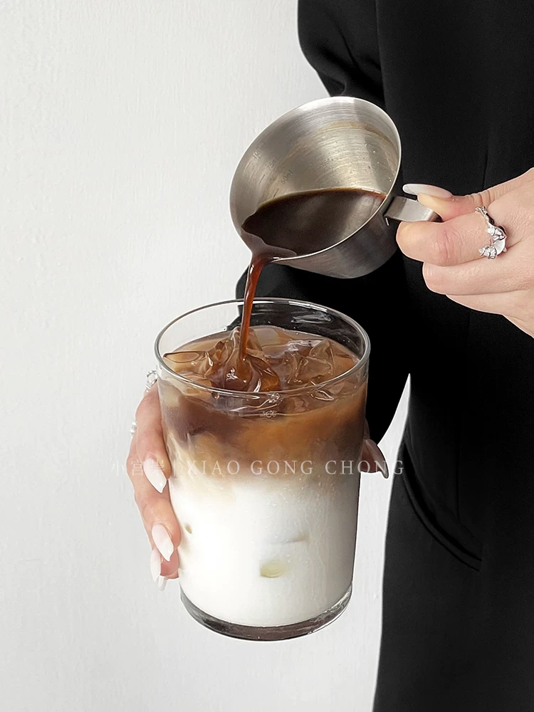 Cốc đo bằng thép không gỉ 304 cốc chiết xuất cà phê espresso có tay cầm cốc ounce cốc sữa có cân 100ml