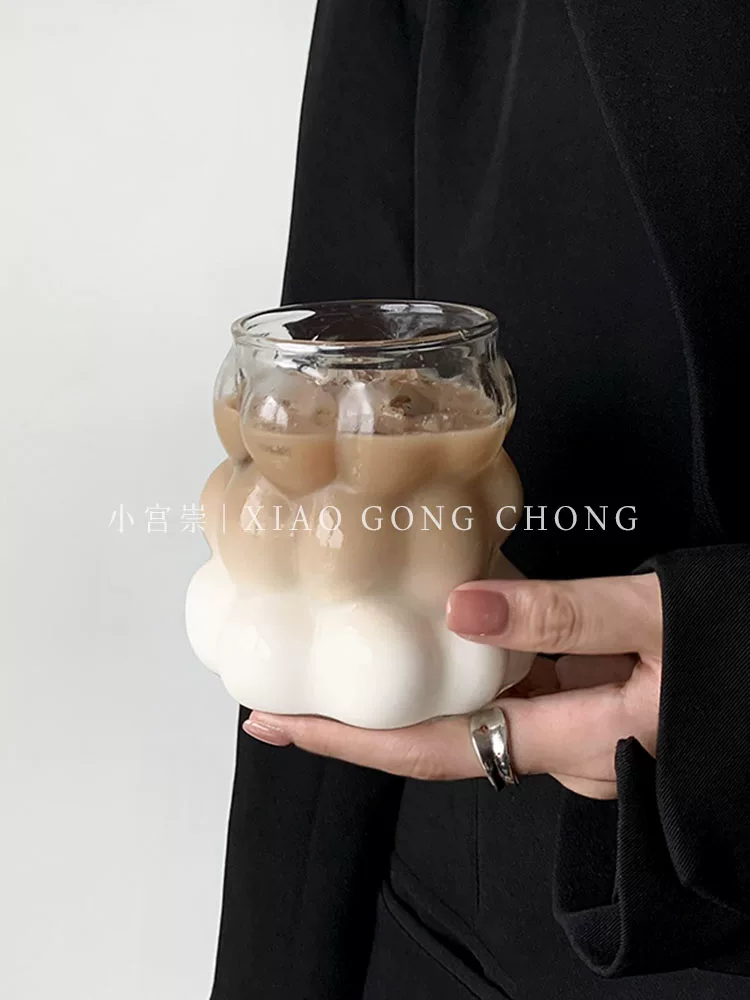 Ly thủy tinh hình quả nho, ly cà phê phong cách cá nhân hóa, ly thủy tinh borosilicate chịu nhiệt cao có tay cầm, ly sữa latte, ly nước, ly nước ép.