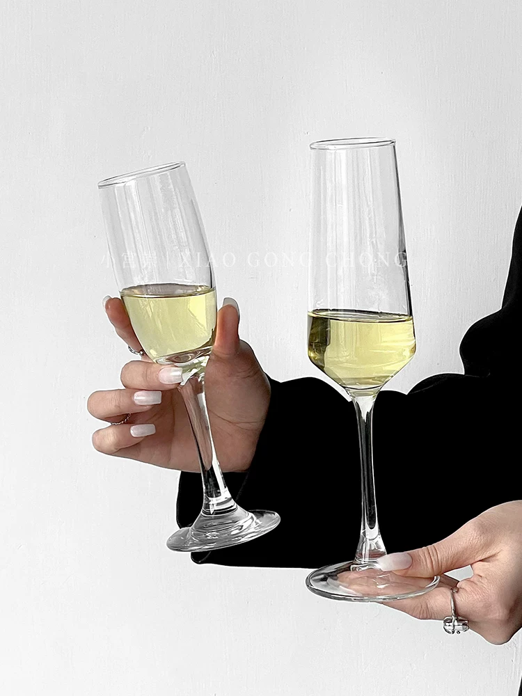 Bộ ly rượu sâm banh cao cấp dùng trong gia đình, ly rượu vang có ga, một cặp ly pha lê, ly cocktail sáng tạo