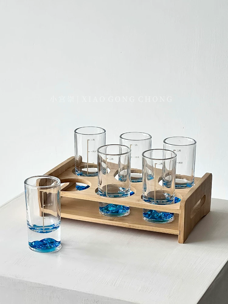 Bộ ly rượu vang trắng Creative Blue Mountain dùng trong gia đình, nhẹ nhàng sang trọng, cao cấp có vân, 0.1kg dụng cụ đựng rượu, ly rượu cao cấp