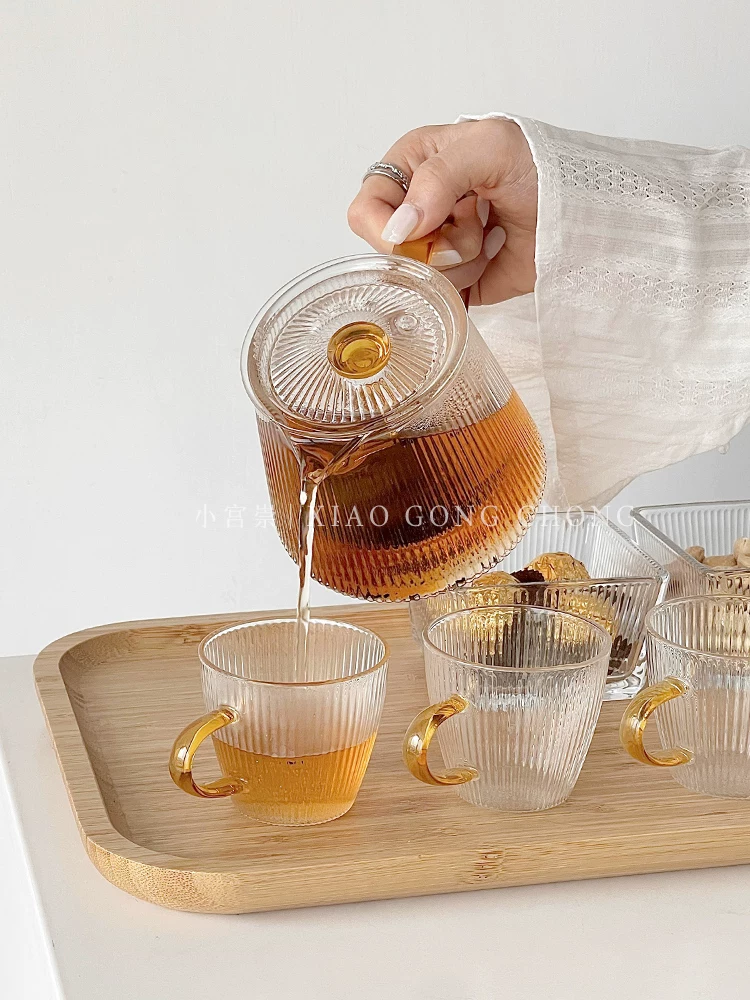 Bộ trà Trung Quốc dùng trong gia đình, tách trà thủy tinh, ấm trà chịu nhiệt độ cao, tách trà nước, trà chiều, tách trà hoa giữ sức khỏe