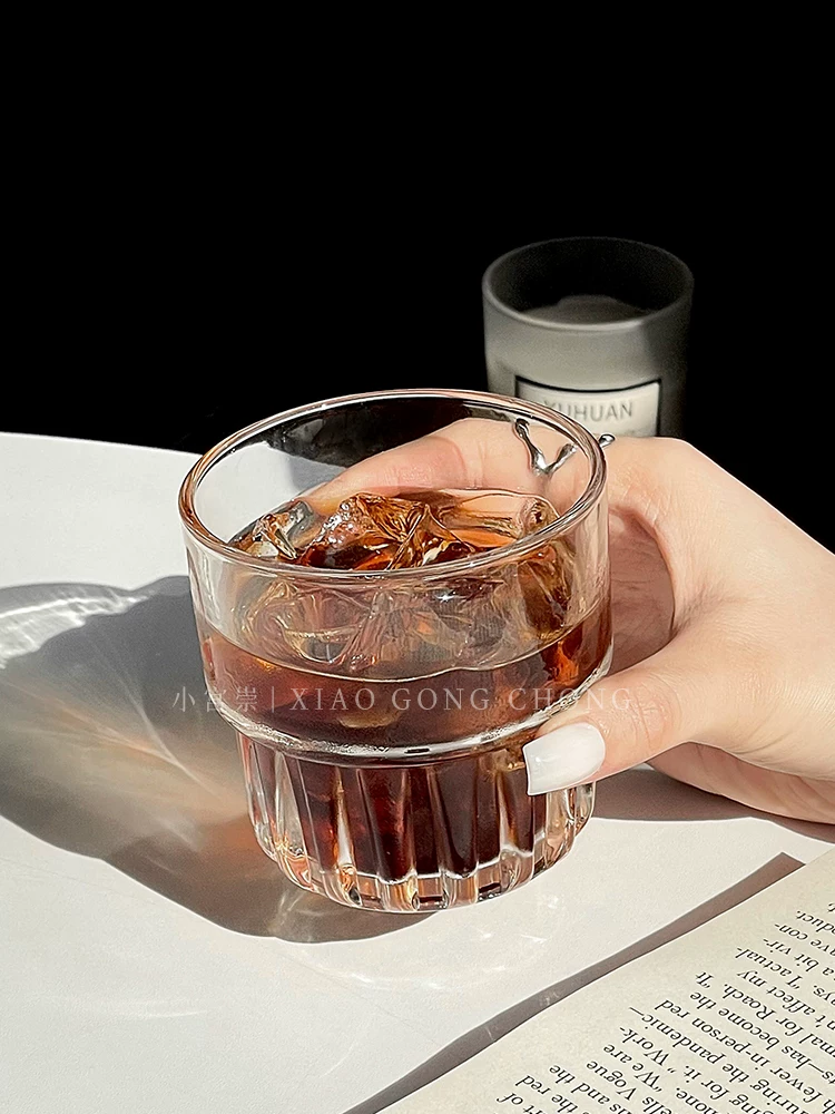 Ly cà phê trắng Úc kiểu Ins, ly thủy tinh latte đá Mỹ, ly vẽ latte art, ly uống nước, ly nước ép, ly sữa.