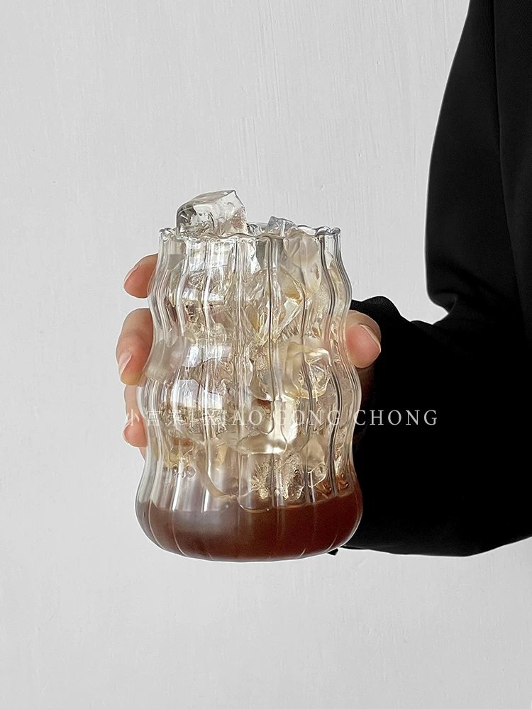 ins chubby ice American latte cốc cà phê cốc thủy tinh cốc thủy tinh có giá trị thẩm mỹ cao cốc uống nước gia dụng cốc nước trái cây cốc sữa