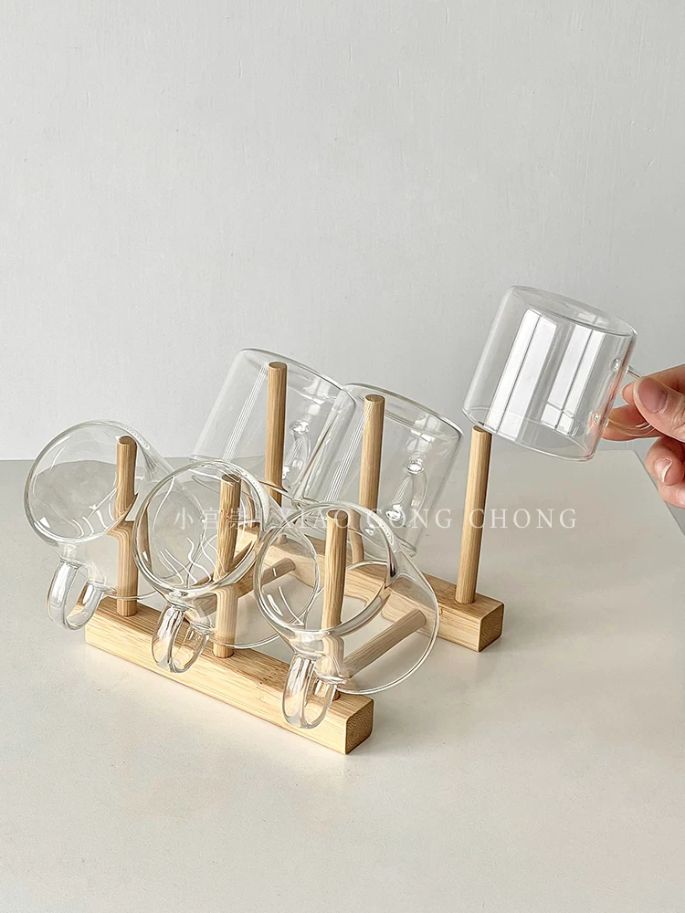 Cốc uống trà nhỏ, cốc thủy tinh gia dụng, bộ trà kung fu, cốc nước chịu nhiệt, cốc chủ, cốc đơn có tay cầm, cốc nếm trà.