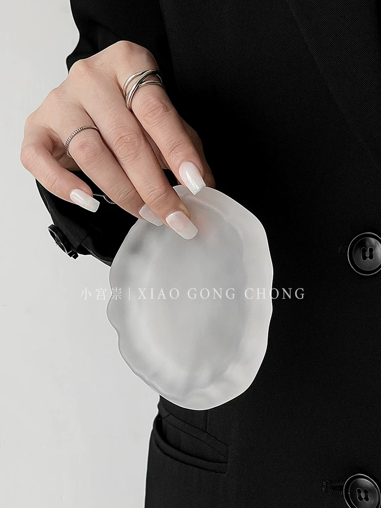 Đế lót ly phủ sương băng giá cổ điển, đĩa trà thủy tinh dày sáng tạo, miếng cách nhiệt, phụ kiện trà, đĩa nhỏ, khay.