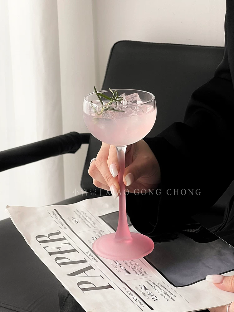 Ly tháp màu hồng kiểu Pháp, ly cocktail cao cấp, ly rượu vang dành cho nữ, ly đặc biệt, ly rượu sâm banh, ly rượu