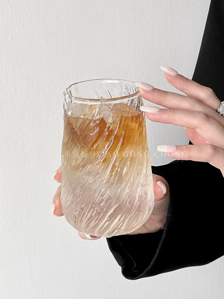 Ly cà phê đá Mỹ kiểu retro, dung tích lớn, ly thủy tinh chịu nhiệt cao cấp, ly cà phê có quai cầm, ly uống nước