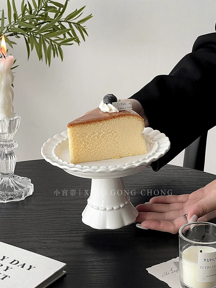 Đĩa bánh gốm sứ kiểu châu Âu, kiểu dáng đẹp như ảnh trên Instagram, đĩa tráng miệng tinh tế dùng cho trà chiều, đĩa ăn nhẹ, đĩa trái cây