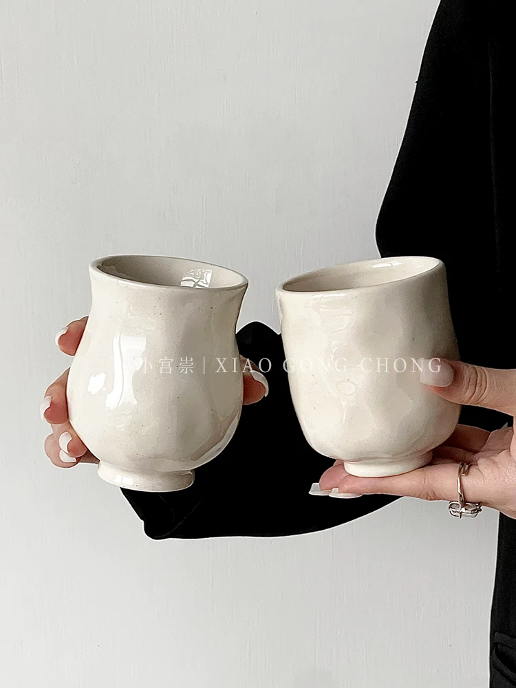 Tách cà phê gốm sứ trắng đơn giản, pha thủ công, kiểu dáng cổ điển, dùng cho trà chiều, tách tròn nhỏ, tách espresso latte
