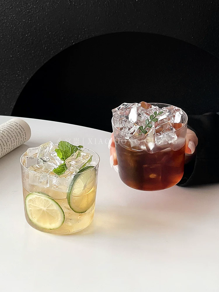 Ly thủy tinh miệng rộng thời thượng và phong cách, ly trà trái cây kiểu Trung Hoa, ly cà phê, ly cocktail nhẹ, ly trà lạnh.