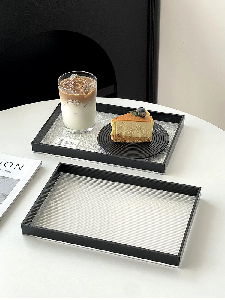Khay đựng hình chữ nhật bằng acrylic phong cách Ins, đĩa bánh ngọt, khay đựng đồ trang sức cao cấp và đồ trang trí trị liệu bằng hương thơm