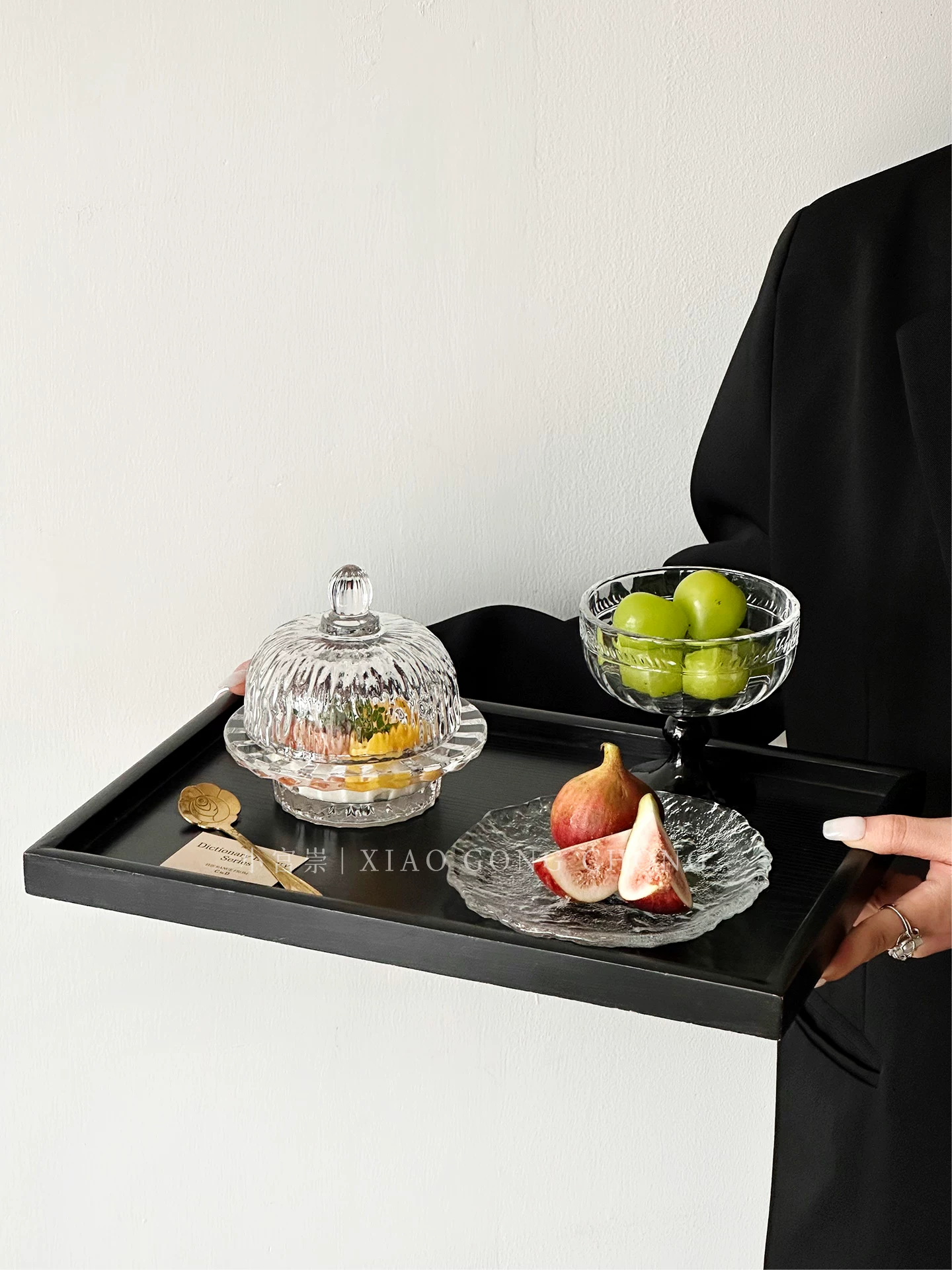 Cốc tổ chim phong cách châu Âu, bát đựng trái cây thủy tinh gia dụng cao cấp có nắp, bát đựng tráng miệng, bát đựng nước đường tinh tế và sáng tạo, cốc nấm trắng