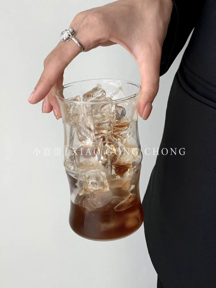 Ly thủy tinh tre borosilicat cao cấp, phong cách ins, chịu nhiệt cao, ly cà phê latte, ly sữa, ly nước ép, ly nước giải khát, ly nước